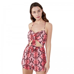 One Piece Snake In Pink Backless Tank quai Jumpsuit