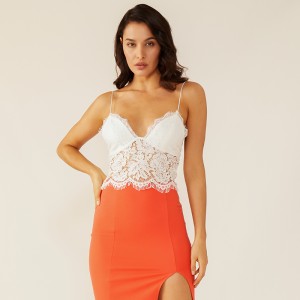 Chất lượng cao Deep V Women Ladies Casual Sexy Ruffle Camisole