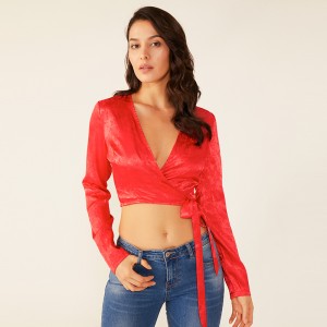 Phụ nữ Phụ nữ giản dị Mùa hè Đỏ Tie-Up Sexy In hoa Quần áo hàng đầu Oem